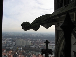 ウルム大聖堂から街を見下ろす彫刻